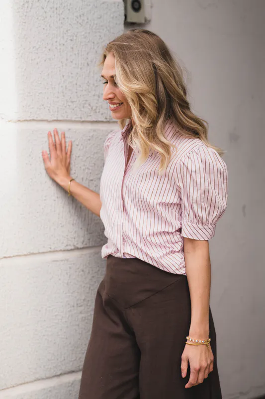 Frannie Structure Stripe Shirt Light Pink 