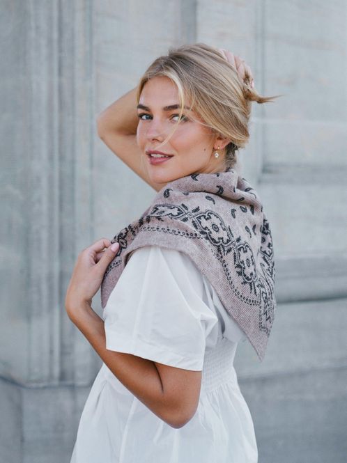 Hovedbilde Adelina Paisley Knit Scarf Beige Melange  