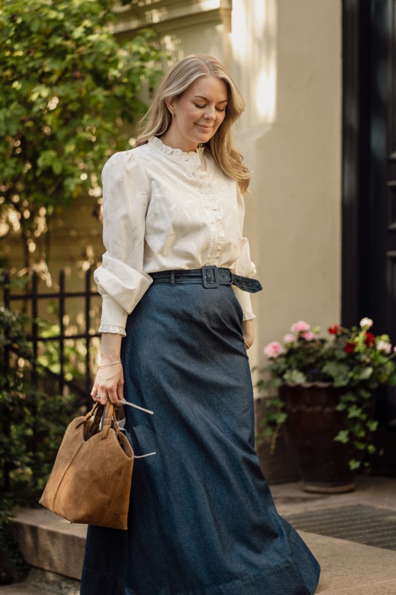 Denim Maxi Skirt Dark Blue 