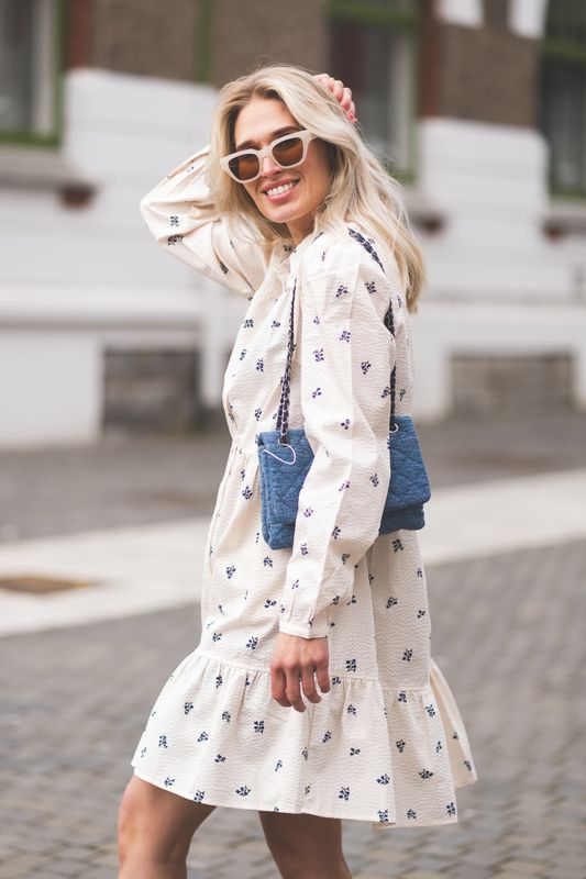Nanena Dress Blue Bouquet Print