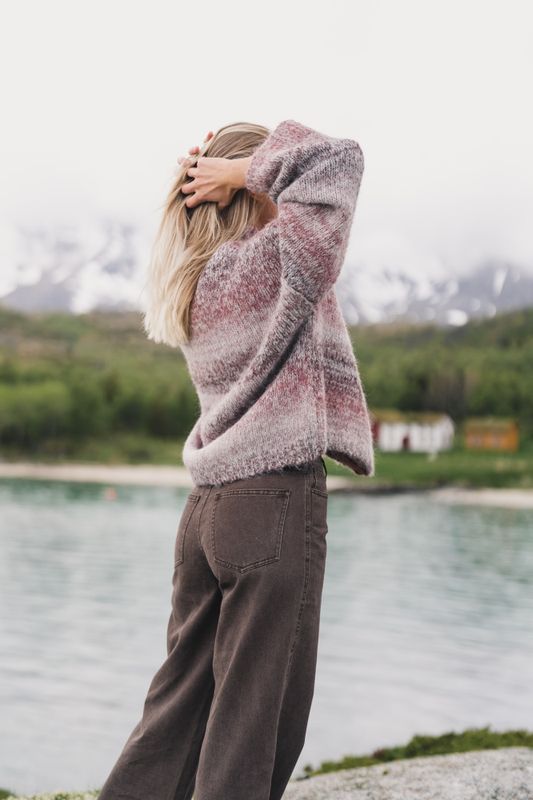 Tine Gradient Cardigan Burgundy Mix 