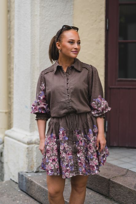 Hovedbilde Somellu LS Shirt Dress Timber Wolf Somellu Print 