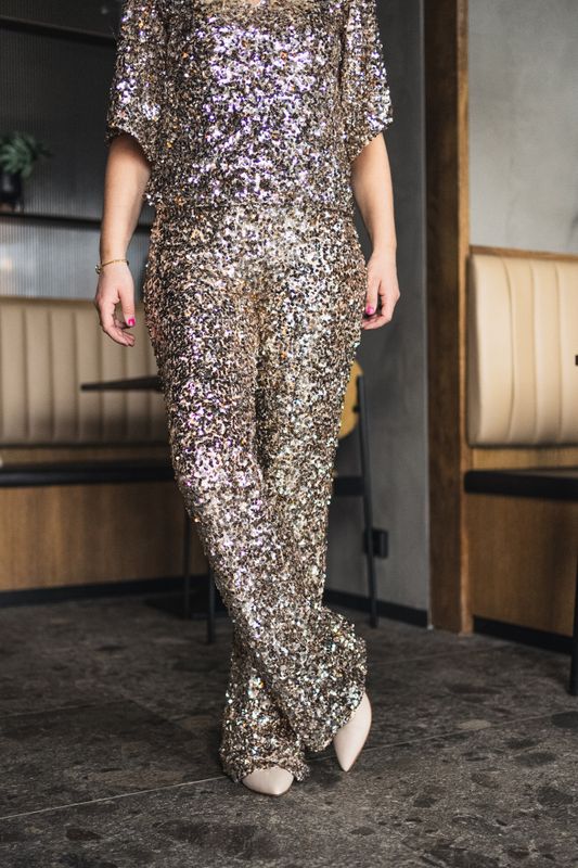  Dali Sequin Trouser Champagne