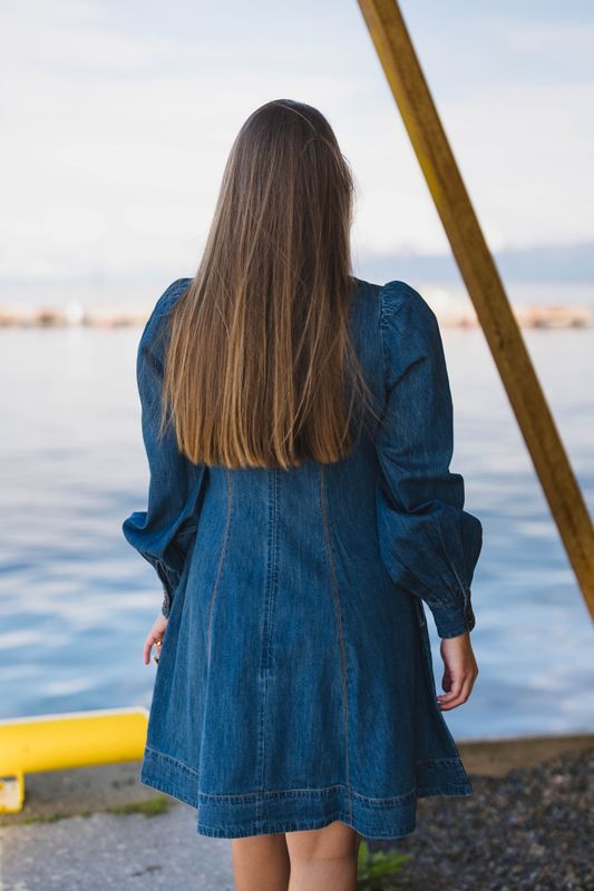 Denim Fitted Dress French Blue 