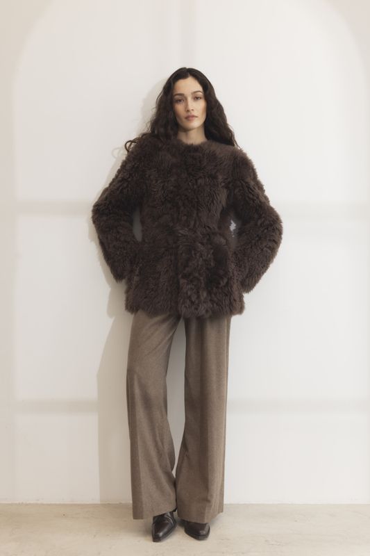 Freya Shearling Jacket Dark Brown 