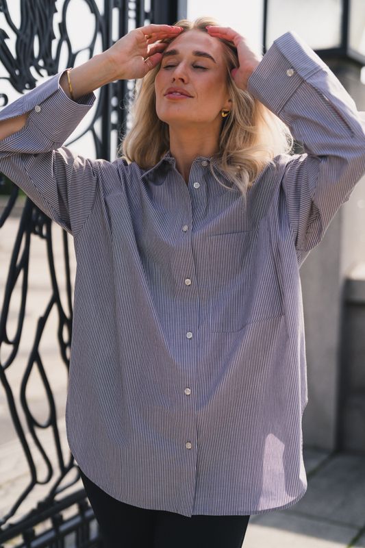 Derris Shirt Thin Brown Stripe 