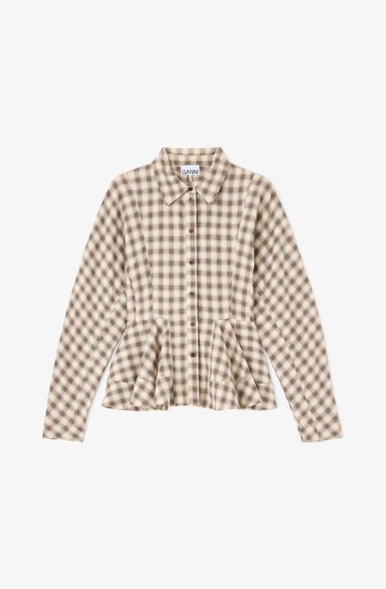 Hovedbilde Light Check Flannel Peplum Shirt Oyster Gray 