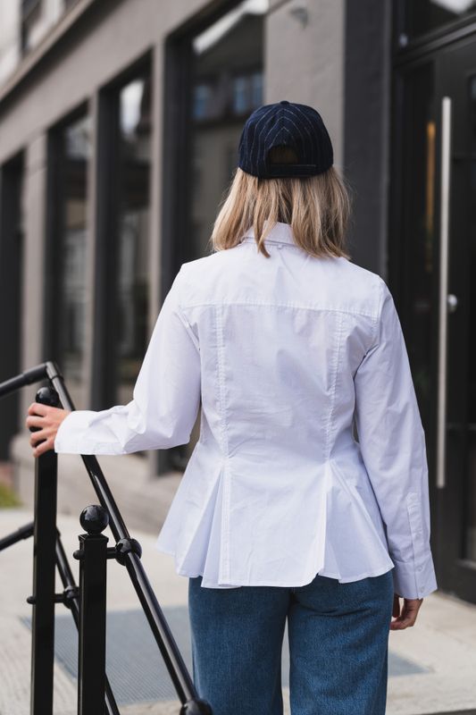 Poppy Peplum Tie Shirt White 
