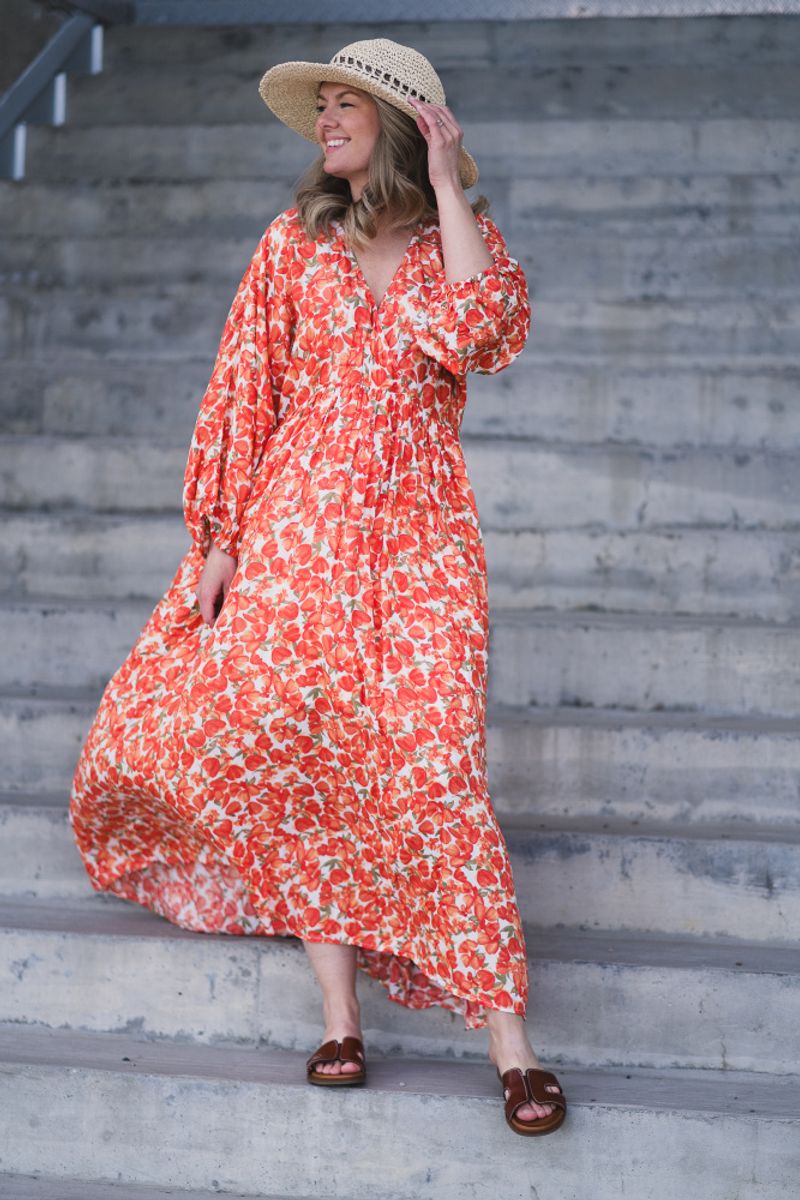 Pietra 3/4 Dress Aop Tigerlily Flower 