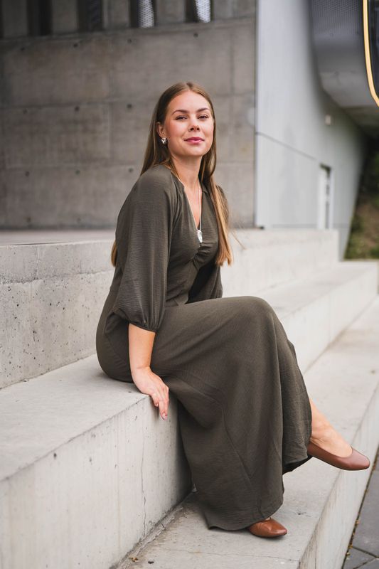 Meriel Structure Solid Dress Army 