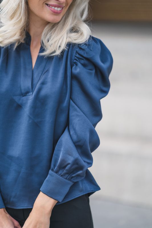 Rosslyn Heavy Sateen Blouse Midnight Blue 