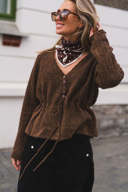 Mellis LS Alpaca Blend Knit Cardigan Carafe Melange 