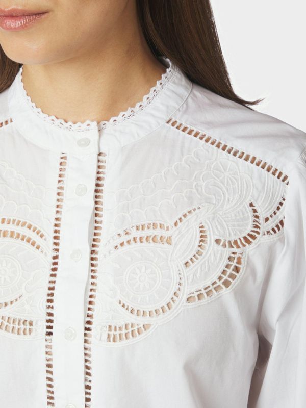 Aneliah C Poplin Emb Blouse White 