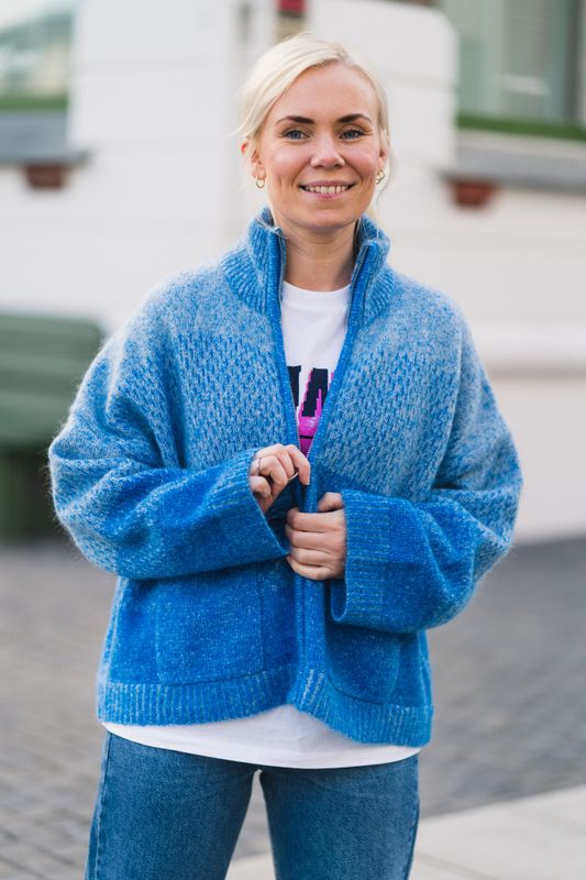 Tine Knit Cardigan Blue 