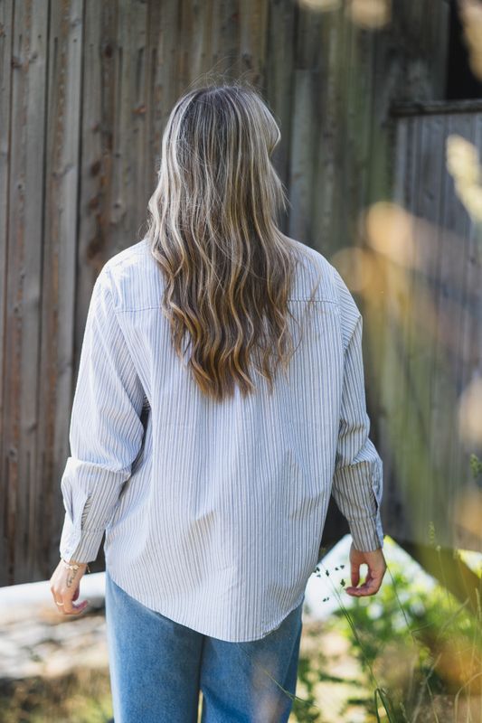 Dalma Stripe Stone Shirt Light Grey 