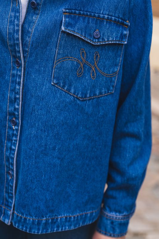 Kylie Blue Shirt Medium Wash Blue Denim 
