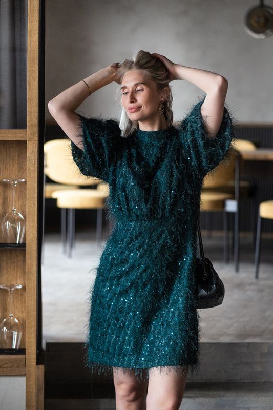 Ilza 2/4 Sequin Dress Ponderosa Pine 