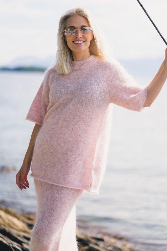 Fluffy Knit Tee Pink