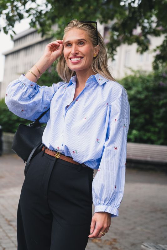 Kdbutterfly Poplin Shirt Light Blue 