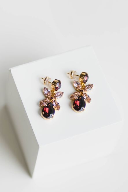 Hovedbilde Mini Dione Earrings Gold Burgundy/Vintage Rose 