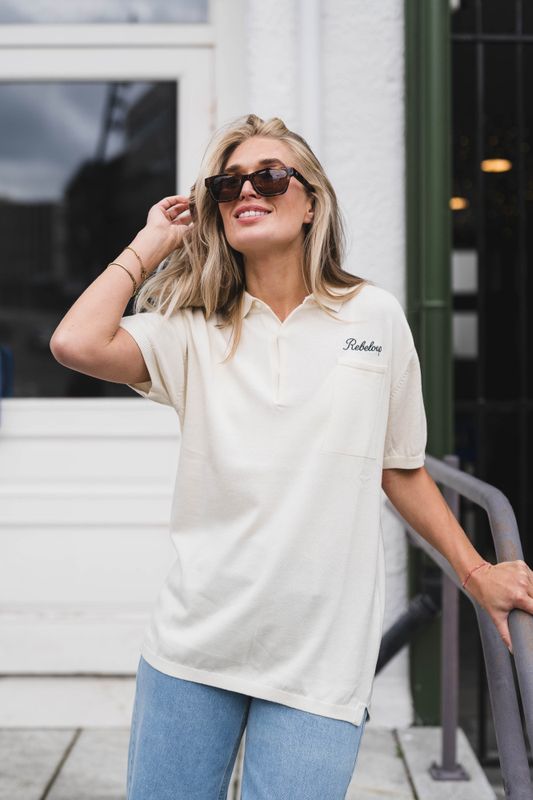 Marin Pocket Logo Knit Cream 