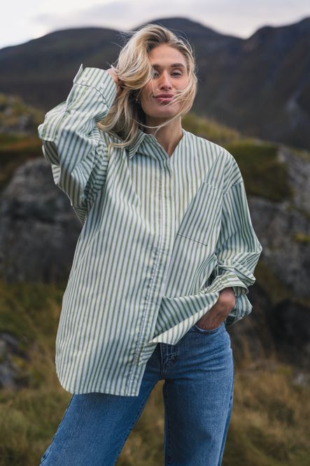 Hovedbilde Loose Stripe Shirt Green Stripe 
