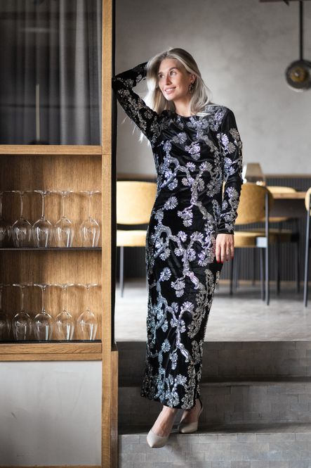 Hovedbilde Florana LS Long Dress Black Silver Sequins