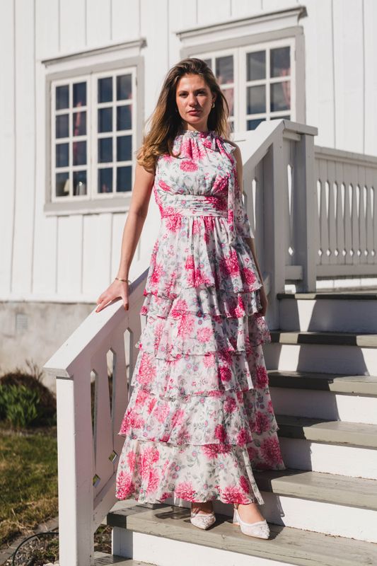 Marli Big Flower Dress Creme 