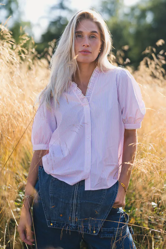 Ida Maja 2/4 V Shirt STP B White/S Lilac 
