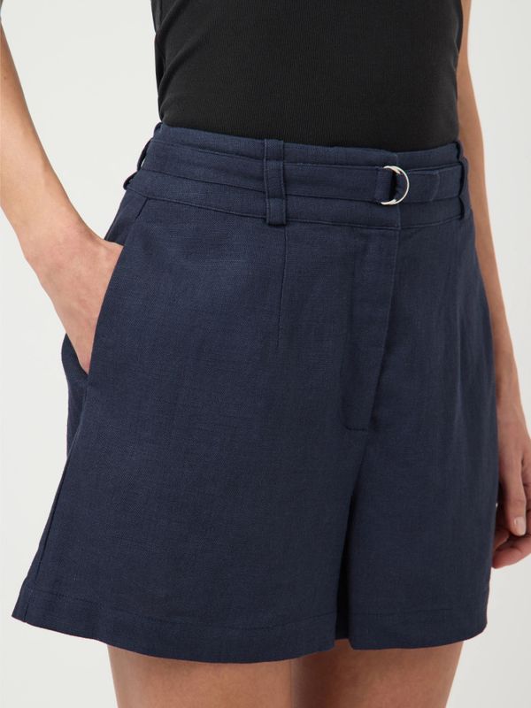Agana HW Linen Blend Mini Shorts Navy Blazer 