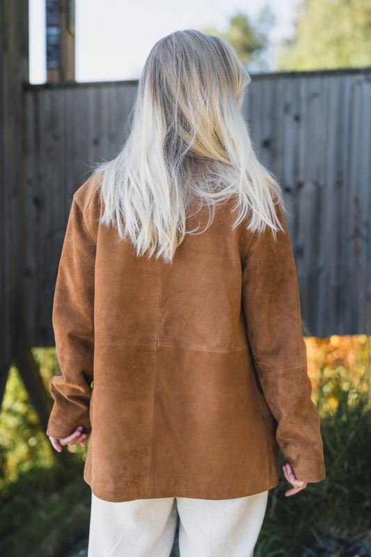Lauren Leather Jacket Camel Suede 