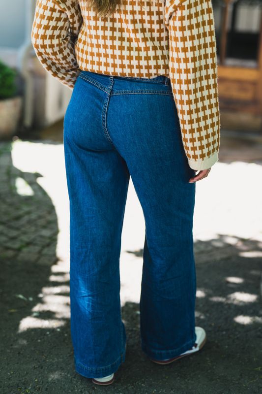 Rylan Elena Pants Mid Blue Wash 