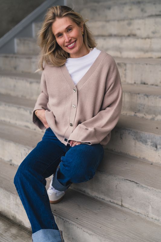Atari Rib Cardigan Beige 