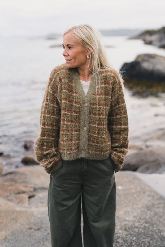 Kate Check Cardigan Green Mix 