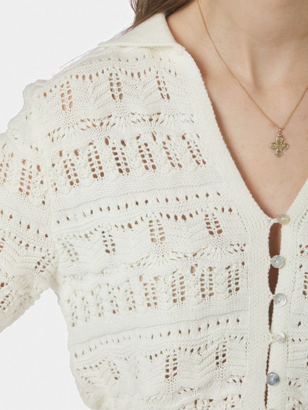 Marisini Stitch Polo Knit Top Offwhite 