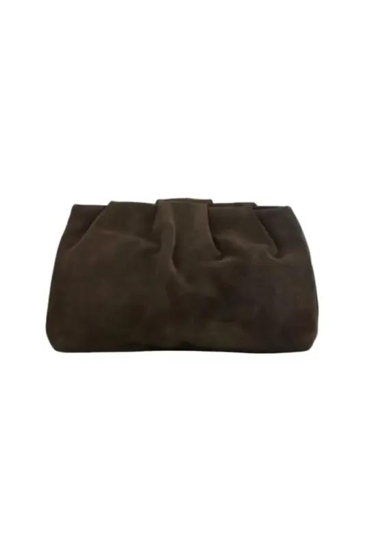Suede Clutch Bag Chocolate Torte 