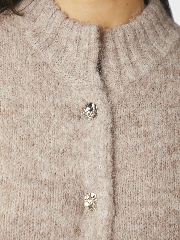 Taura Fluffy Knit Cardigan Beige Melange 
