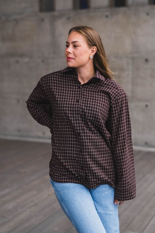 Anella Check Shirt Chocolate Plum 