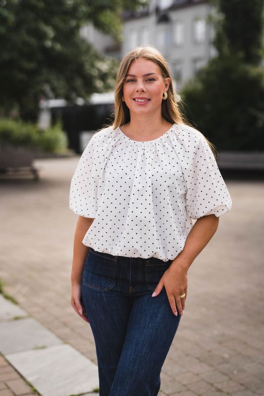 Noy Blouse Dot White Small Black 