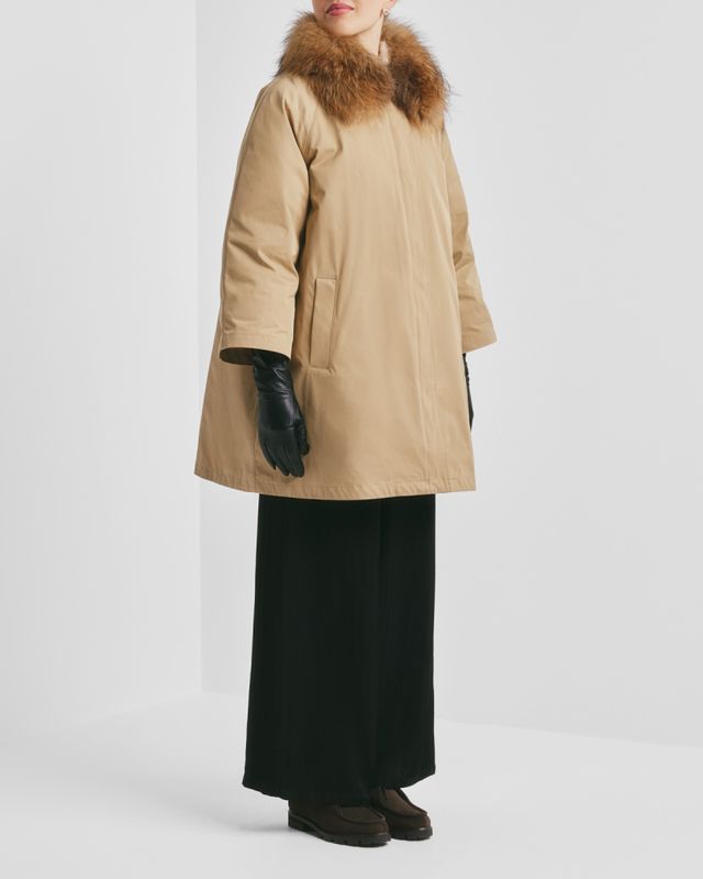 Padded A-line Parka Camel 