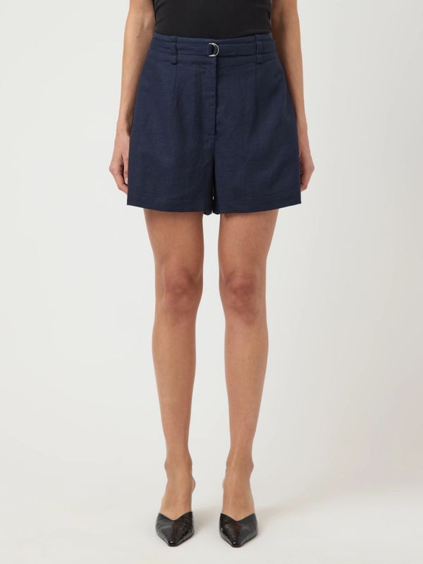 Agana HW Linen Blend Mini Shorts Navy Blazer 