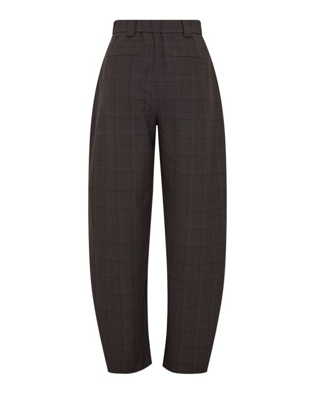 Johnna HW Barrel Pants Check Dark Brown/Corn