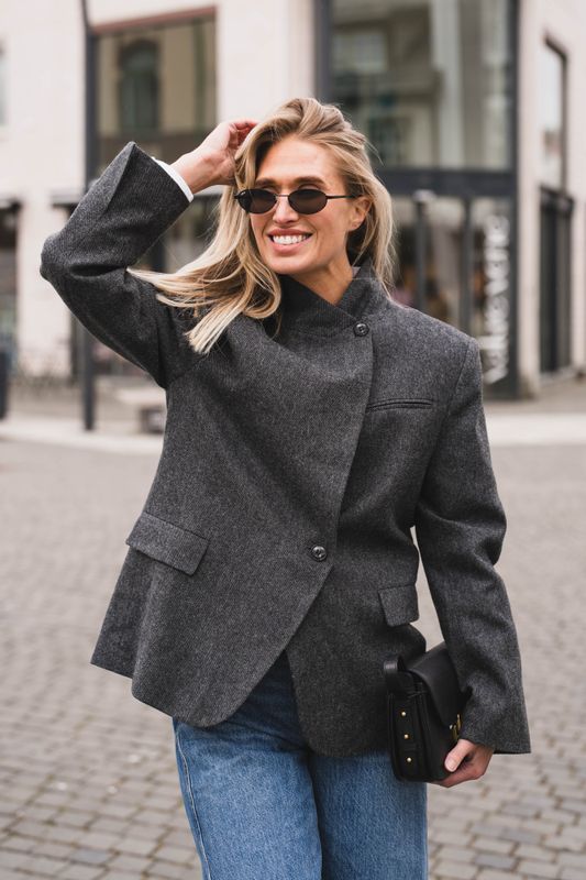 Nerine Structure Twill Blazer Antracit