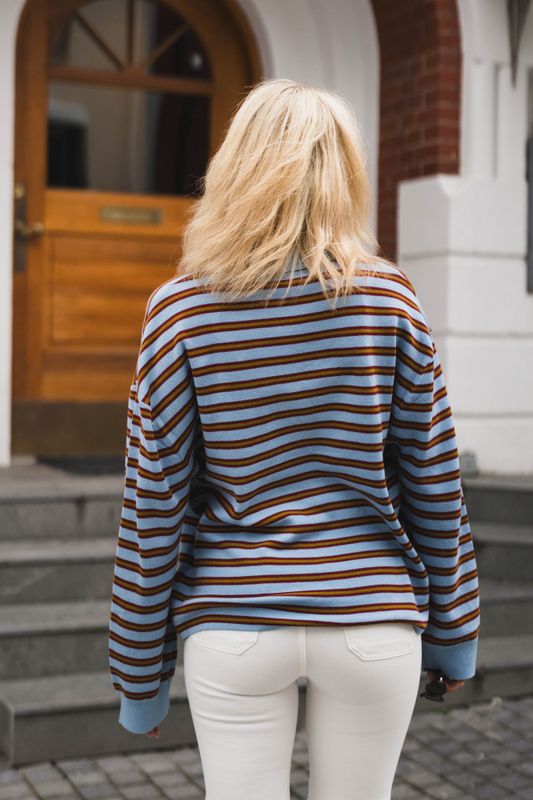 Adanne Polo Knit Stripe Blue 