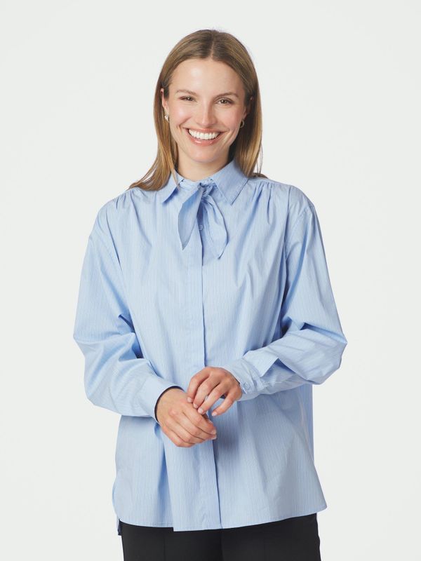 Rochelle Scarf Fine Stripe Shirt Light Blue 