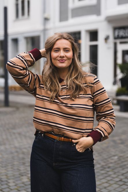 Hovedbilde Grit Pique Sweater Camel Stripe