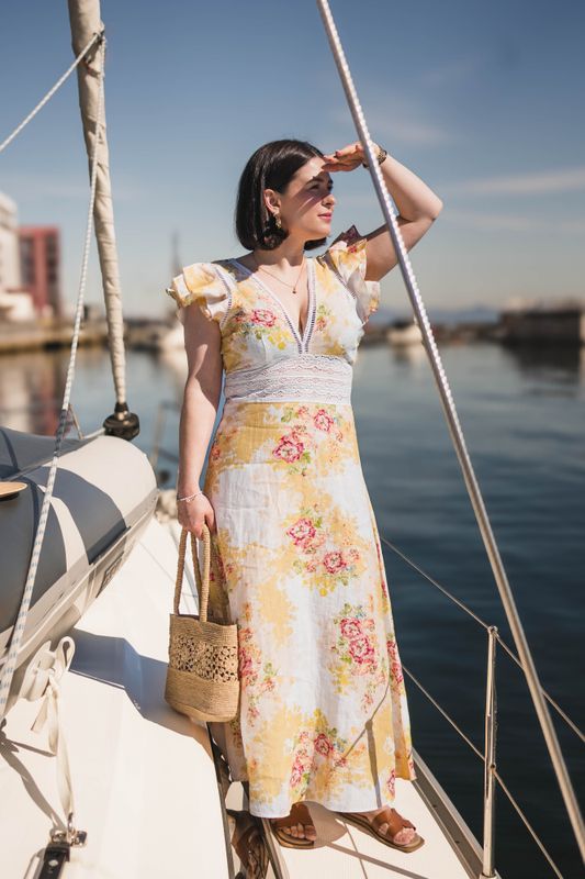 Linen V-Neck Dress Amore 