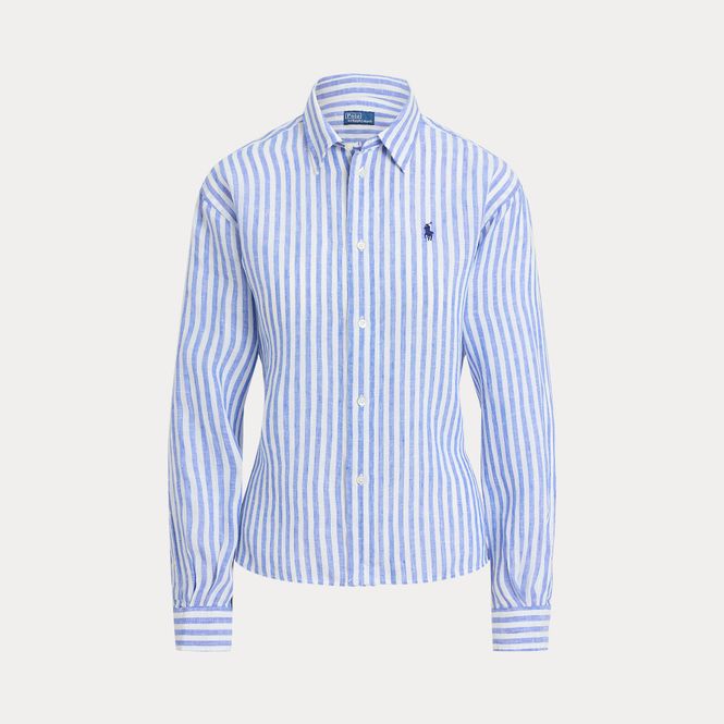 Hovedbilde Wide Cropped Gingham Linen Shirt Gala Blue/White 
