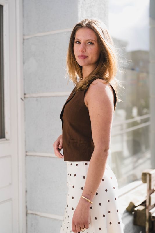 Yula Linen Waistcoat Dark Brown 
