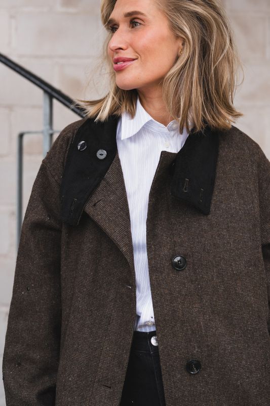 Marcel Mini Check Coat Brown 